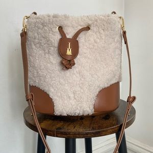 Isaac Mizrahi Drawstring Sherpa Bucket Bag with Wallet